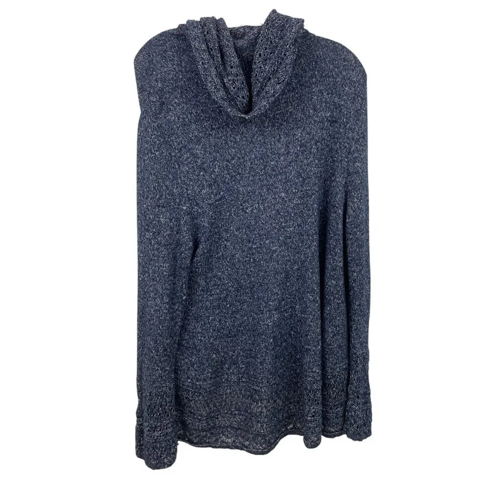 Charter Club Womens Size Large Blue Hooded Open Front Cardigan Sweater - Picture 2 of 8